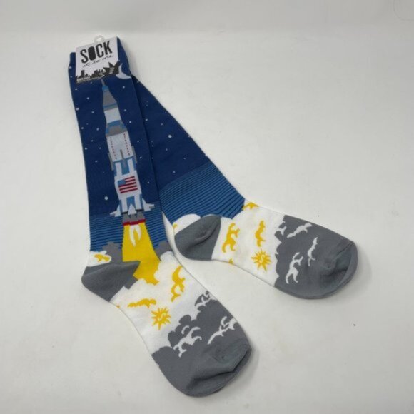 SOCK IT TO ME 3, 2, 1, Lift Off Knee High Novelty Spaceship Socks - Picture 3 of 5